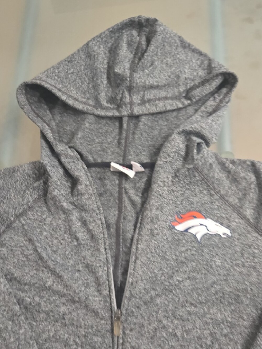 NFL Gray Heather Zip-Up Hoodie with Black Trim - Picture 6 of 14
